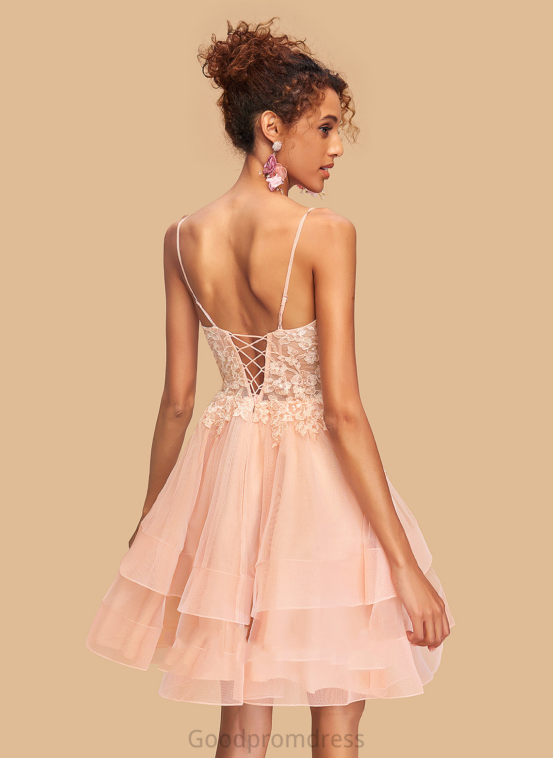 Homecoming Dresses V-neck Angela Lace Dress Homecoming A-Line With Tulle Short/Mini
