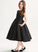 Junior Bridesmaid Dresses A-Line Leila Pockets Satin Lace Neck Knee-Length Scoop With