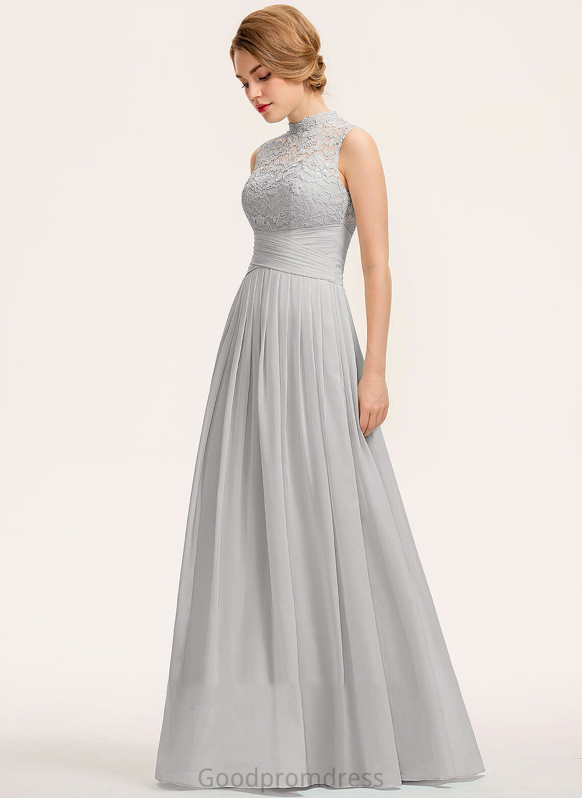 Embellishment HighNeck A-Line Ruffle Floor-Length Neckline Silhouette Fabric Length Susan A-Line/Princess Natural Waist Bridesmaid Dresses