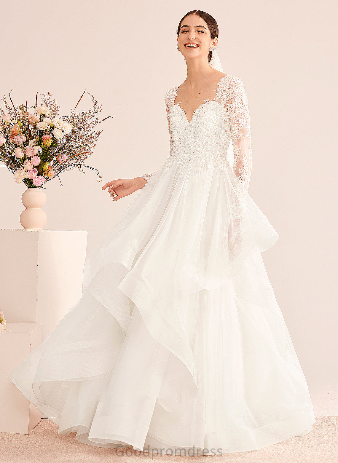 Floor-Length Wedding Dresses Dress Beading With Sequins Zion Wedding V-neck Ball-Gown/Princess