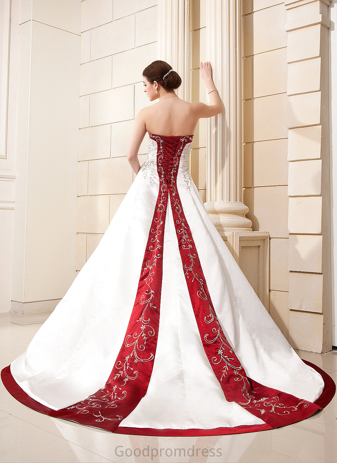 Sweetheart Wedding Embroidered Sash Jazlyn Chapel Train Satin Beading Ball-Gown/Princess With Wedding Dresses Sequins Dress