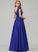 Sequins Lace Maleah Floor-Length Satin Prom Dresses Ball-Gown/Princess With V-neck