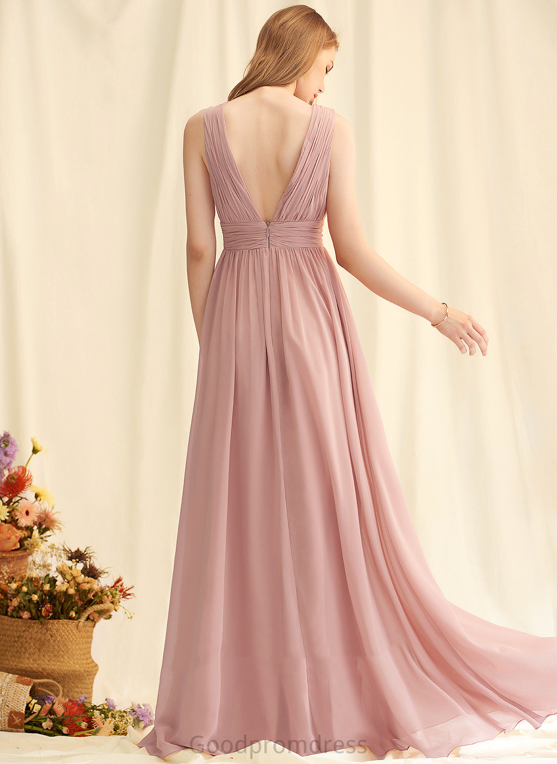 Embellishment Neckline Length V-neck A-Line Silhouette Fabric SplitFront Floor-Length Marie A-Line/Princess Scoop Bridesmaid Dresses