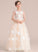 Ball-Gown/Princess Junior Bridesmaid Dresses Tulle Neck Flower(s) With Bow(s) Floor-Length Karsyn Scoop