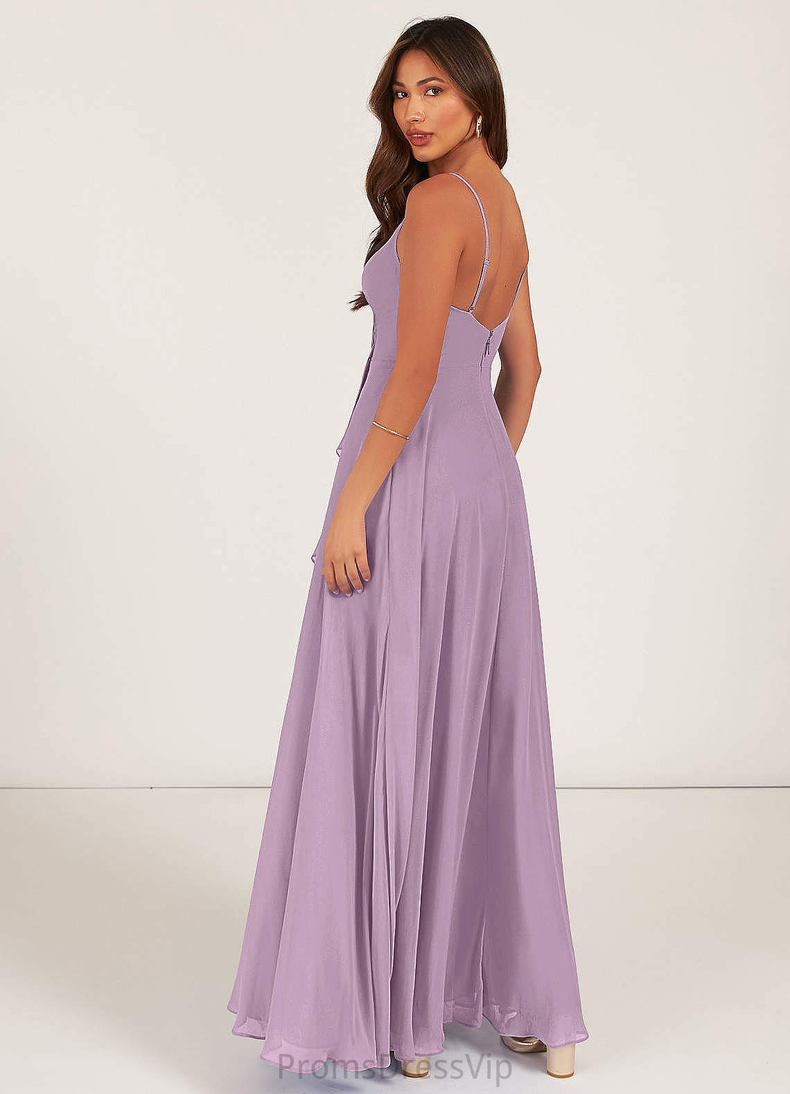 Camille Natural Waist Floor Length Straps Sleeveless A-Line/Princess Bridesmaid Dresses
