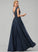 Sequins Prom Dresses Beading Scoop Bow(s) Aryanna Satin Floor-Length Pockets Lace Neck With Ball-Gown/Princess