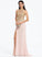 With Neck Sheath/Column Jersey Lizeth Sweep Sequins Lace Train Scoop Prom Dresses