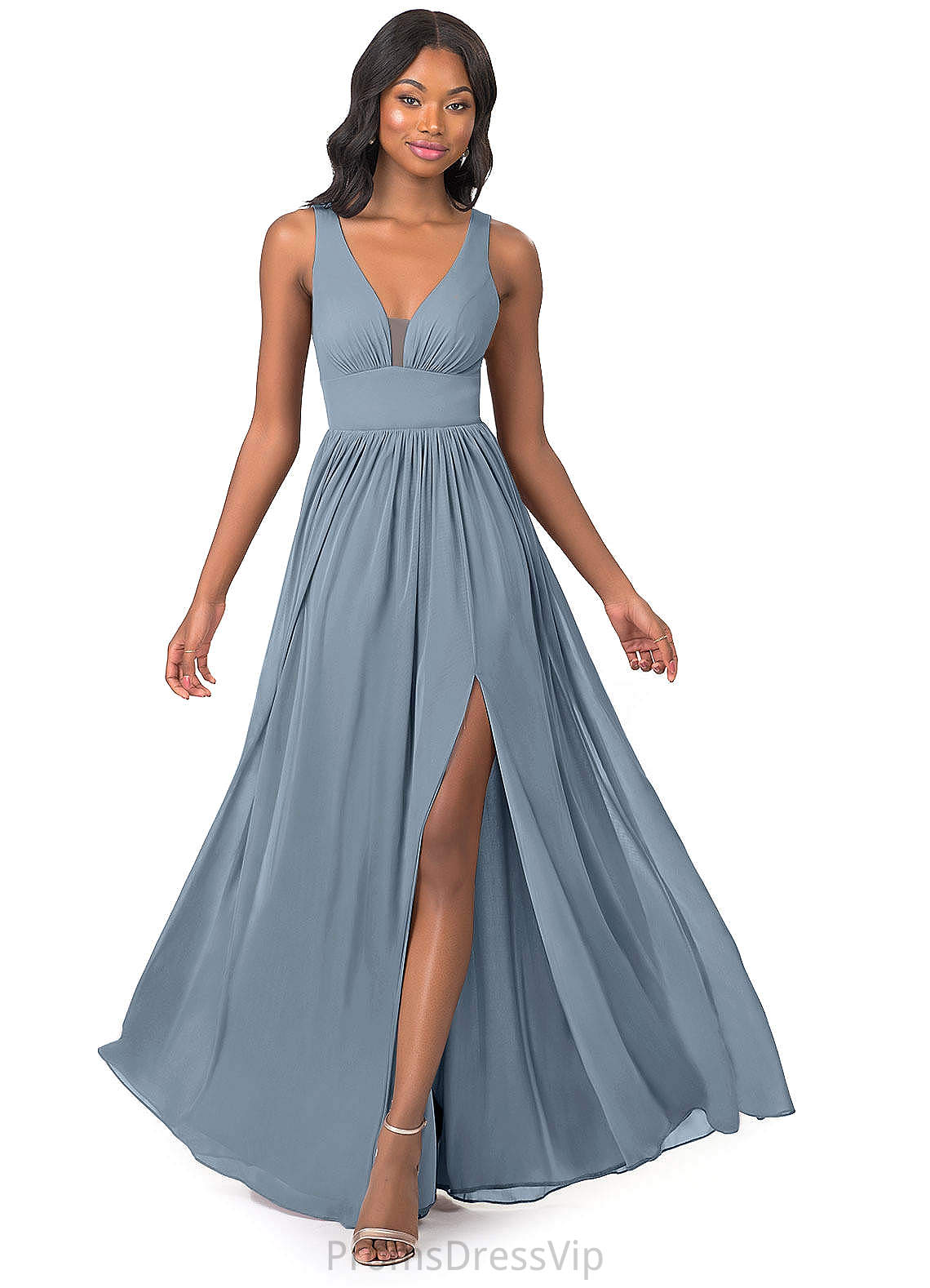 Kaylee A-Line/Princess V-Neck Sleeveless Floor Length Natural Waist Bridesmaid Dresses