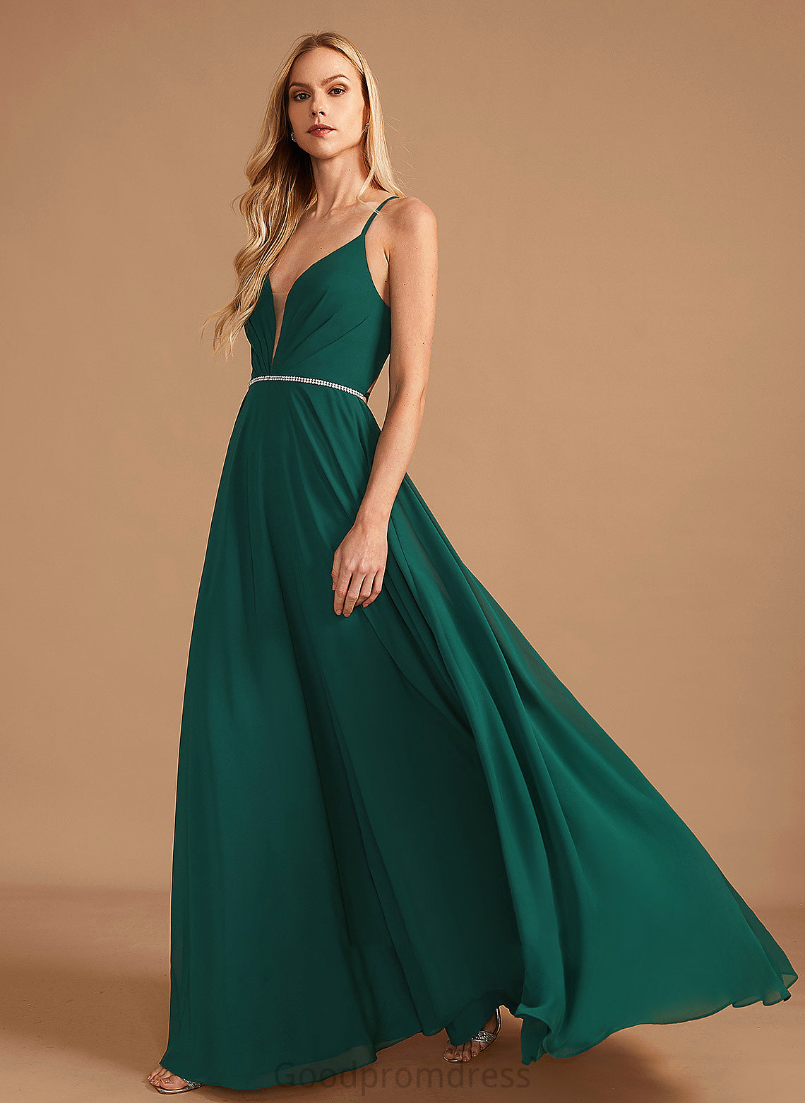 Neckline Silhouette Beading V-neck Length A-Line Fabric Embellishment Floor-Length Kaia Floor Length A-Line/Princess Bridesmaid Dresses