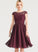 Silhouette Sleeve A-Line ScoopNeck Neckline Fabric Knee-Length Length Lace Elva Sleeveless Natural Waist Bridesmaid Dresses