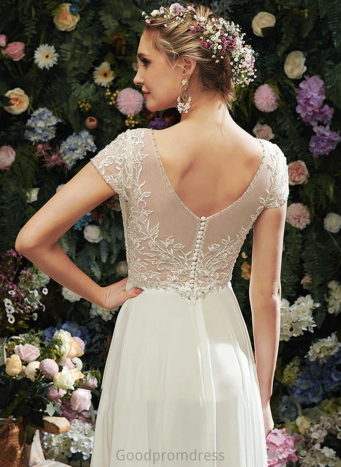Beading Wedding V-neck With Katrina Sequins Lace Floor-Length Dress A-Line Wedding Dresses