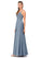 Lina Floor Length Natural Waist A-Line/Princess Spaghetti Staps V-Neck Satin Sleeveless Bridesmaid Dresses