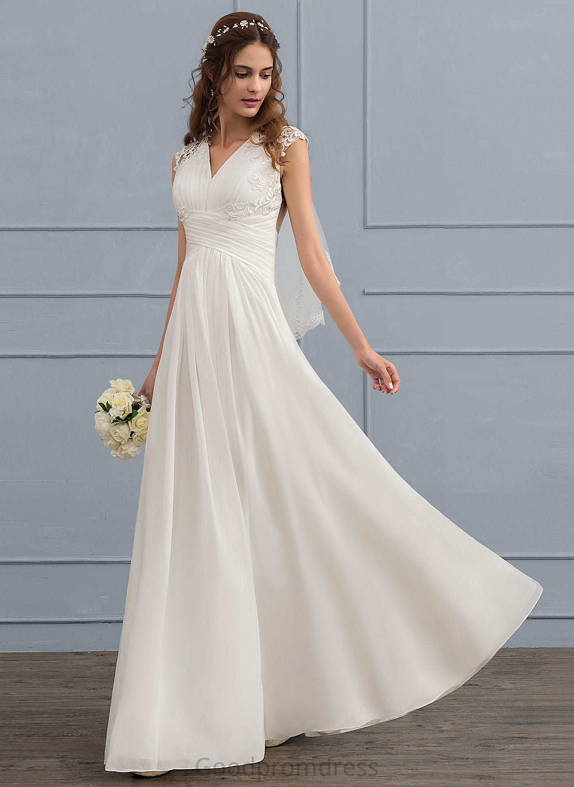 A-Line Chiffon Gretchen Wedding Dresses Dress Floor-Length Wedding Ruffle Sweetheart With