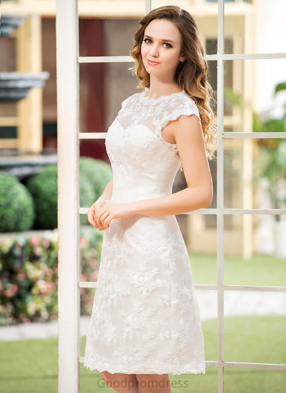Wedding Dresses Lace Wedding Dress Knee-Length Michaela A-Line Satin