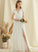 Ruffles Wedding Miah Cascading V-neck Chiffon Dress Front Split A-Line With Wedding Dresses Floor-Length