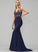 Trumpet/Mermaid Rita Beading With Sequins Prom Dresses Stretch Train V-neck Sweep Crepe
