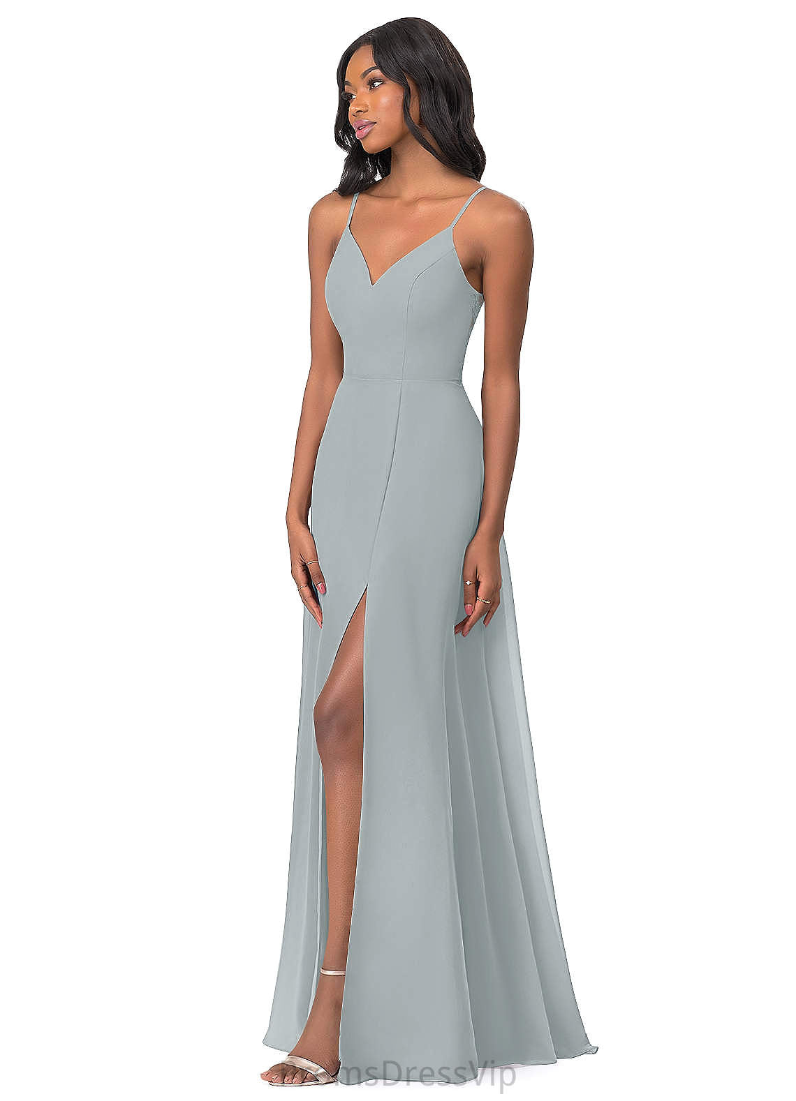 Eleanor Floor Length Natural Waist A-Line/Princess Spaghetti Staps Sleeveless Bridesmaid Dresses