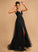 V-neck Tulle Sequins Ball-Gown/Princess Lace Floor-Length Prom Dresses Annika With