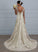 Sequins Evangeline Wedding Dresses A-Line Wedding Lace Tulle Dress With Court Train V-neck Beading