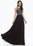 A-Line Scoop Beading Sequins Neck Chiffon Aylin Prom Dresses Floor-Length With