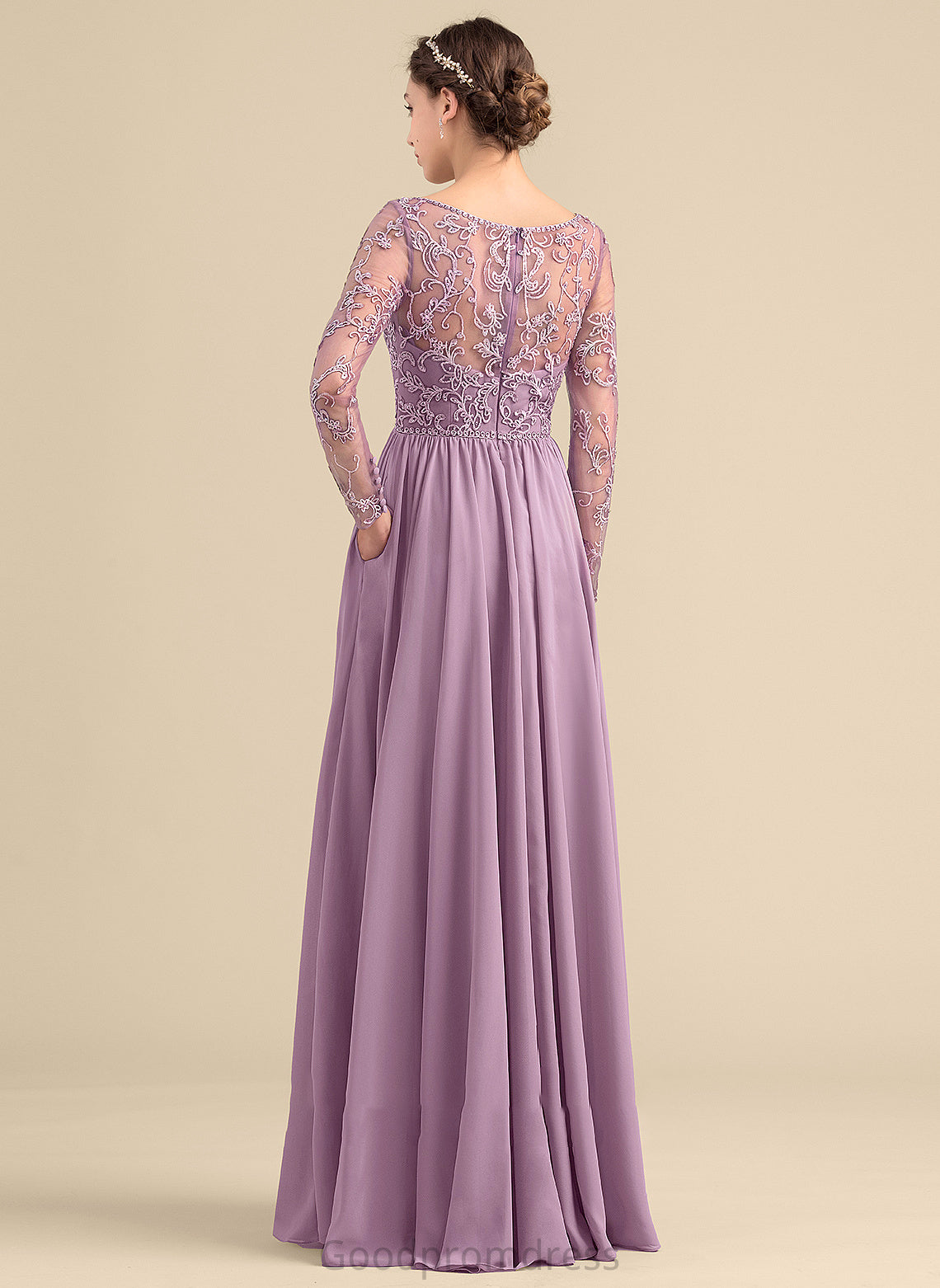 Fabric Length Neckline Embellishment Beading A-Line V-neck Pockets Floor-Length Silhouette Robin V-Neck Bridesmaid Dresses