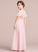V-neck Ruffles Floor-Length Lillie Chiffon With Junior Bridesmaid Dresses Cascading A-Line