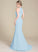 SweepTrain Fabric Trumpet/Mermaid Neckline Ruffle Silhouette ScoopNeck Embellishment Length Siena A-Line/Princess Sleeveless Bridesmaid Dresses
