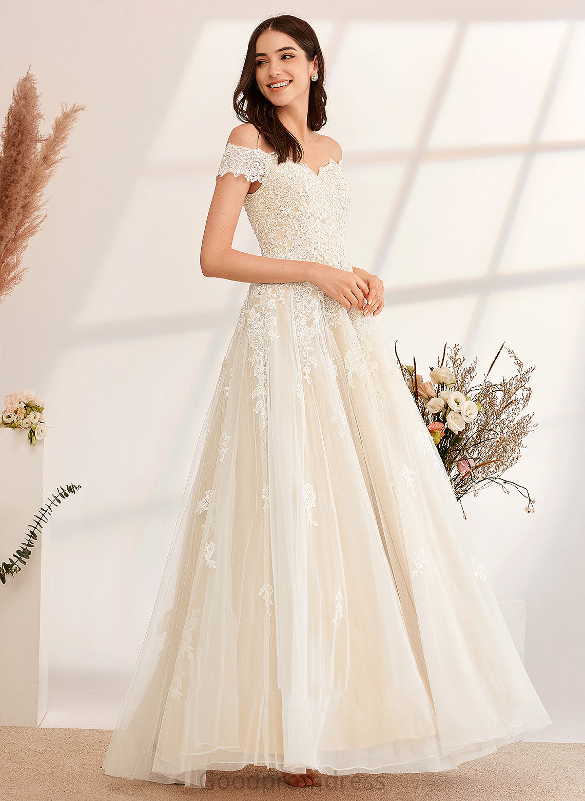Dress With Wedding Beading Sequins Floor-Length Ball-Gown/Princess Savannah Wedding Dresses Off-the-Shoulder