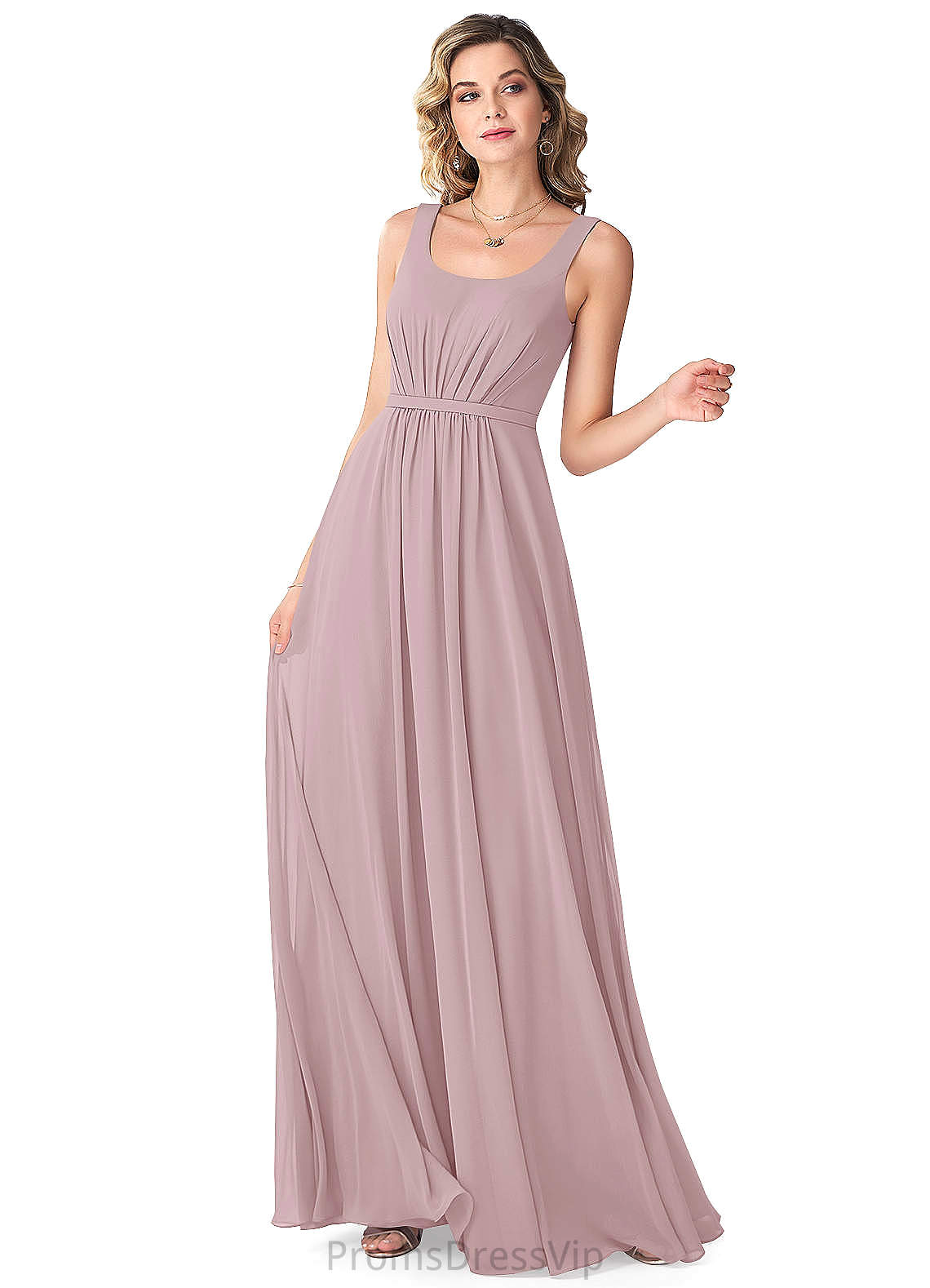 Janey Floor Length Sleeveless Natural Waist V-Neck A-Line/Princess Bridesmaid Dresses