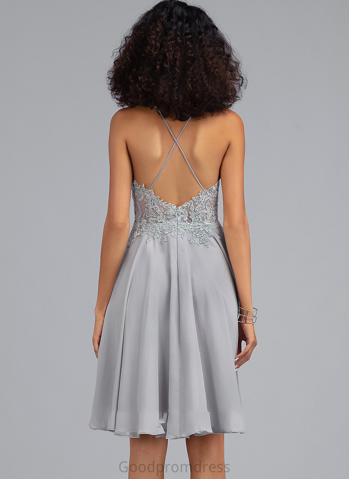 Chiffon Prom Dresses With Knee-Length Maci Neck Scoop Sequins A-Line