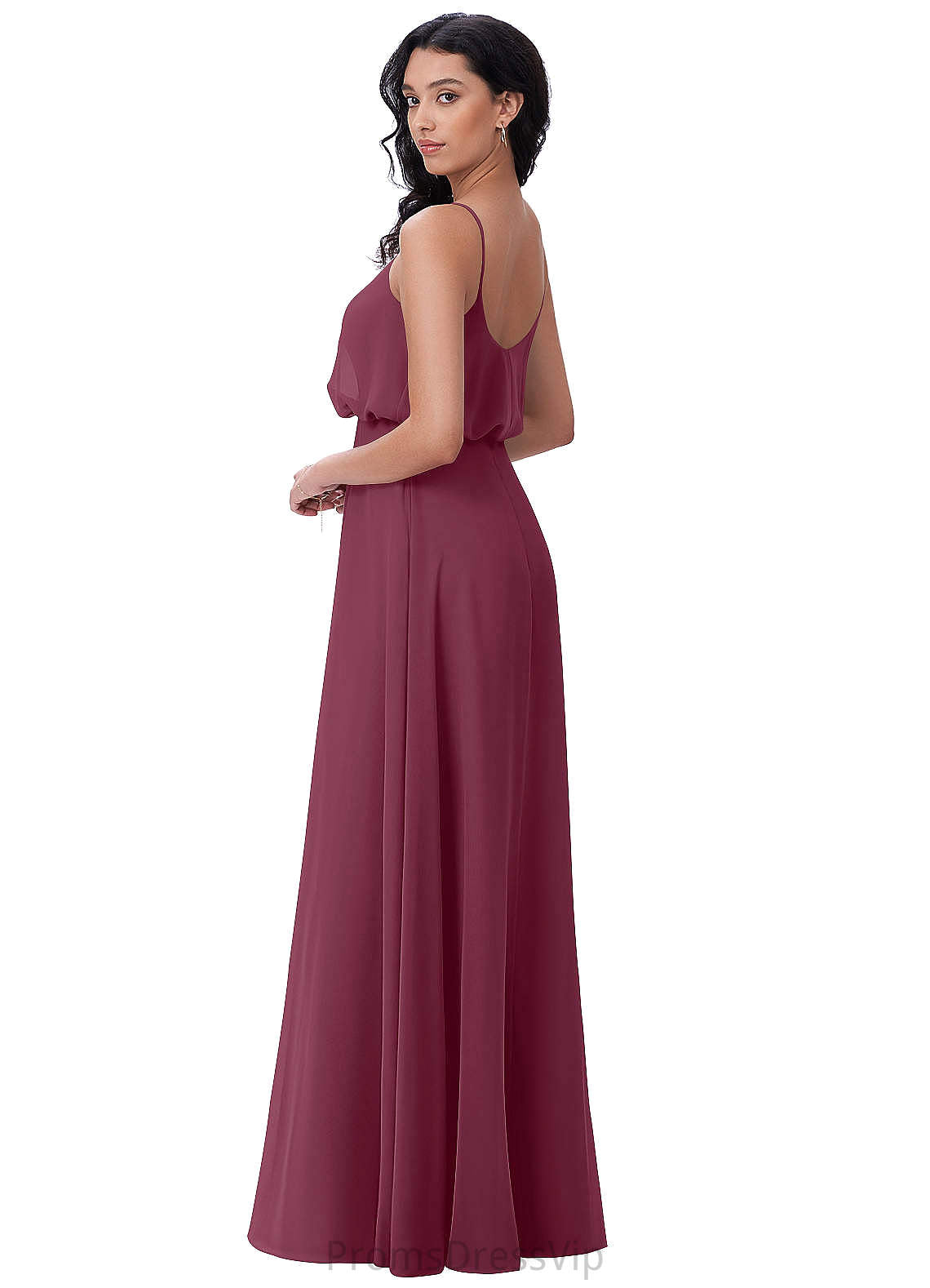 Marcia Spaghetti Staps Natural Waist Floor Length Sleeveless A-Line/Princess Bridesmaid Dresses
