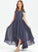 Chiffon Junior Bridesmaid Dresses Lace Neck Asymmetrical Mabel Scoop A-Line