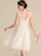 Hailee Wedding Dresses Chiffon A-Line Ruffle Dress Knee-Length V-neck Lace Wedding With