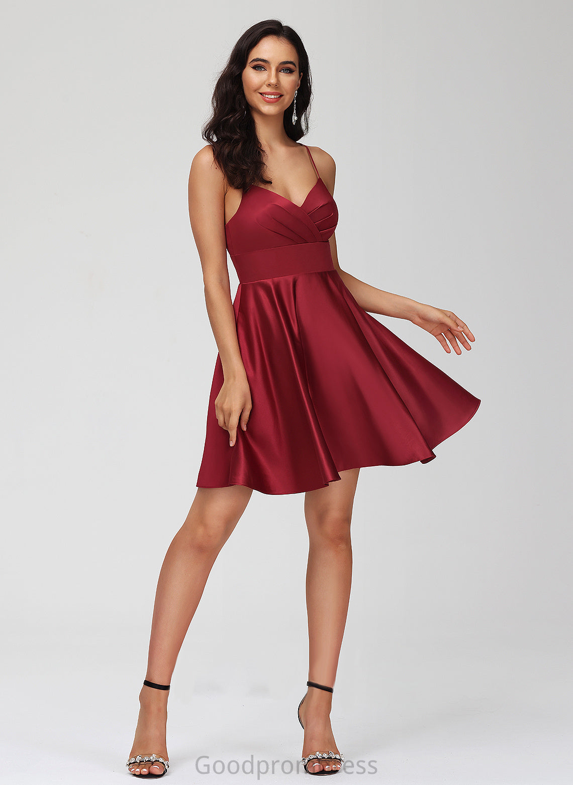 V-neck Satin Jaylin Pleated With Homecoming Dresses Short/Mini Homecoming Dress A-Line