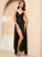 Length Sequins Silhouette V-neck Embellishment SplitFront A-Line Neckline Ankle-Length Fabric Kaley Natural Waist Bridesmaid Dresses