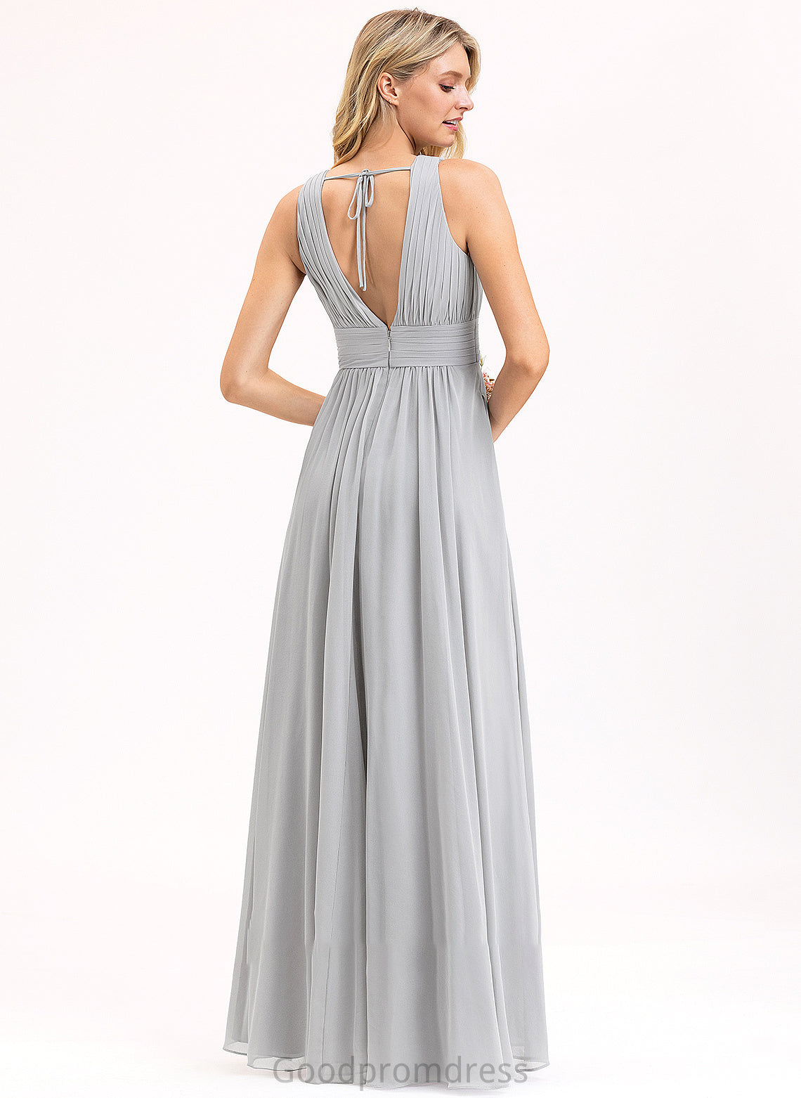 A-Line Ruffle Embellishment Silhouette V-neck Floor-Length Neckline Fabric Length Bow(s) Pockets Camille Bridesmaid Dresses