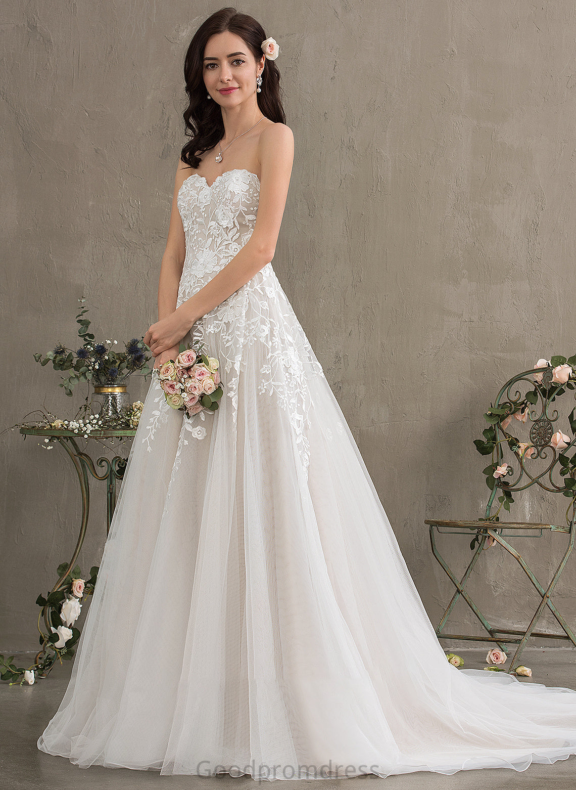 Sweetheart Train Dress Ball-Gown/Princess Court Alexus Tulle Wedding Dresses Wedding