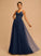 Beading Alayna Floor-Length A-Line With Prom Dresses Sequins Tulle V-neck