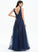 Floor-Length With Prom Dresses A-Line Tulle V-neck Lace Sequins Myla