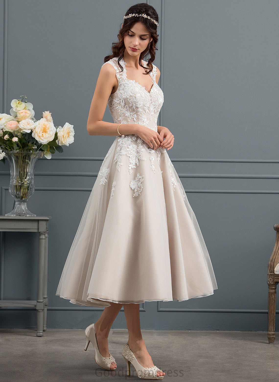 Tea-Length Mariyah Tulle Sequins Wedding Dresses Dress Wedding Ball-Gown/Princess With Sweetheart