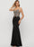 Prom Dresses Stretch Crepe Sequins Judy V-neck Beading Trumpet/Mermaid Floor-Length With