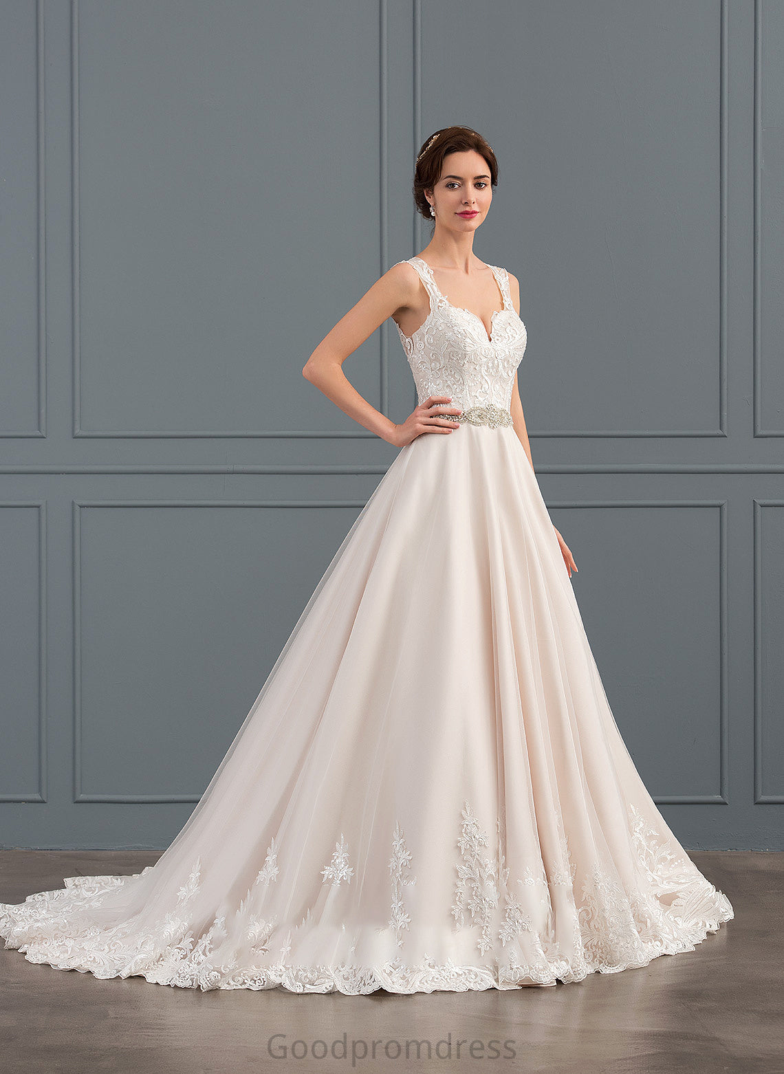 Tulle Dress Court Wedding Lace Beading Ball-Gown/Princess With Kaya Train Wedding Dresses Sweetheart