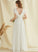 Ruffles Wedding Miah Cascading V-neck Chiffon Dress Front Split A-Line With Wedding Dresses Floor-Length