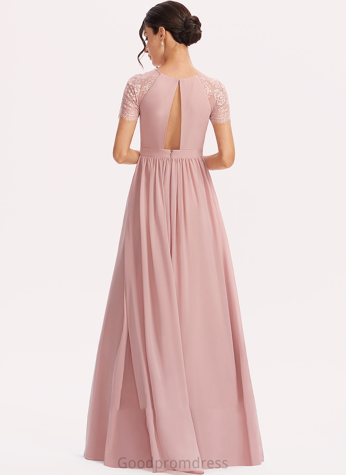 Lace Fabric Floor-Length Length Embellishment Silhouette Straps A-Line Chelsea Sleeveless Spaghetti Staps Natural Waist Bridesmaid Dresses