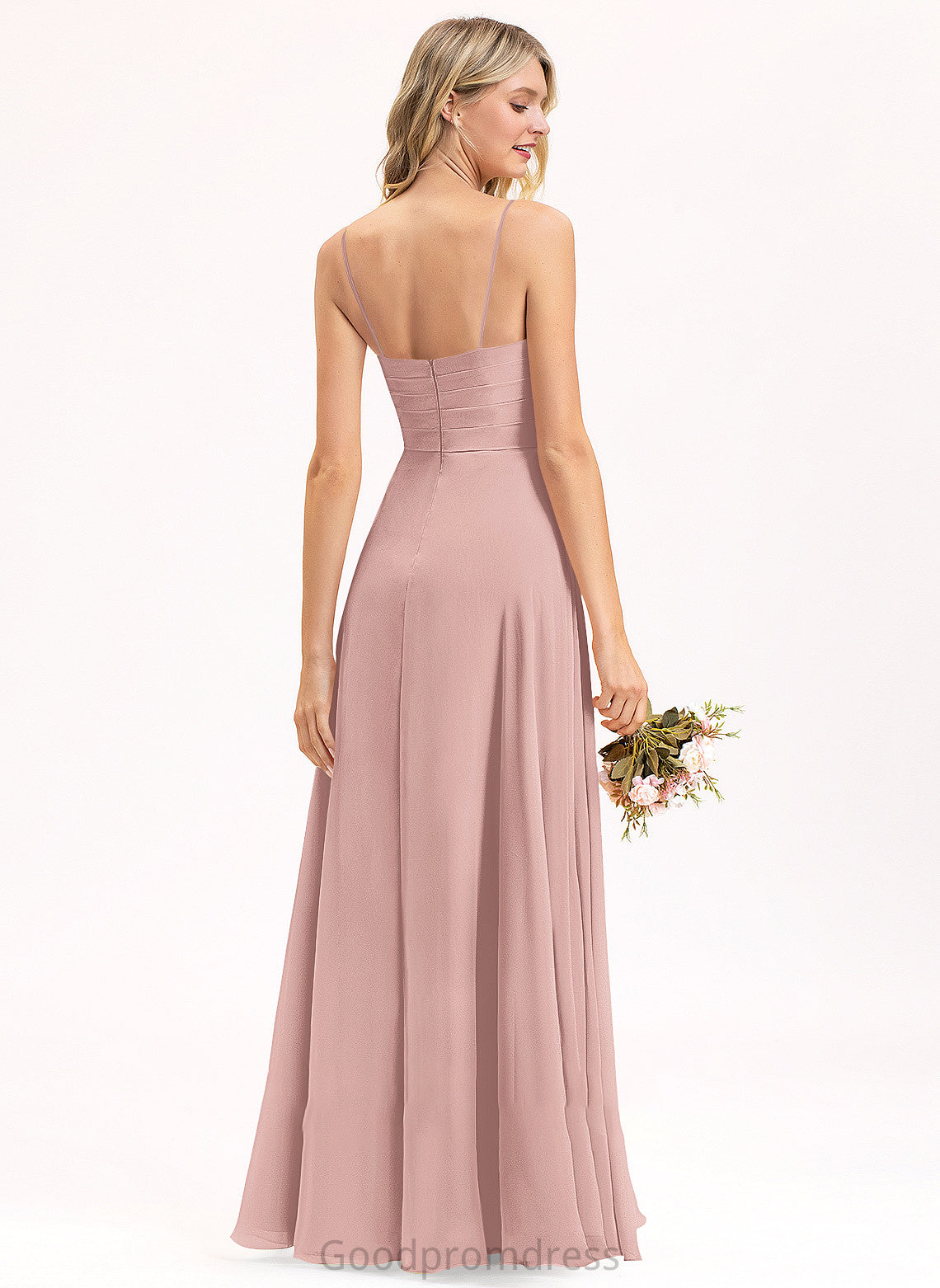 Fabric A-Line Silhouette V-neck Floor-Length Ruffle Length Neckline Embellishment Aryana A-Line/Princess Empire Waist Bridesmaid Dresses