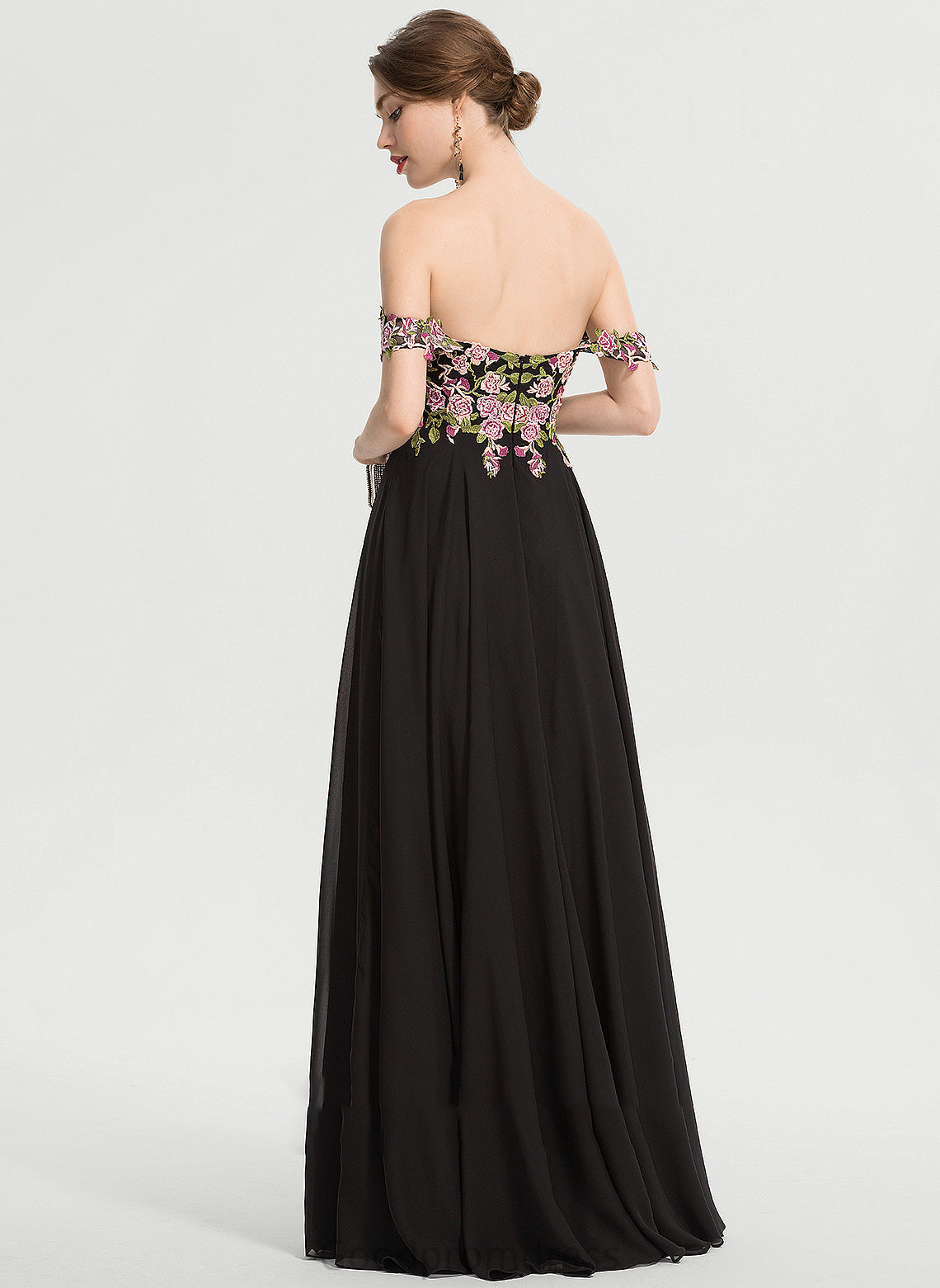 Off-the-Shoulder Chiffon Floor-Length Ball-Gown/Princess Prom Dresses Jan