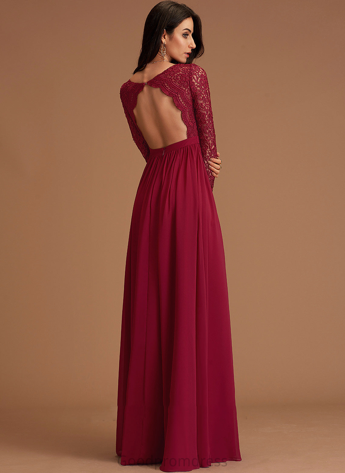 Silhouette Length Neckline Floor-Length Embellishment Fabric V-neck Lace A-Line Lillian Floor Length Natural Waist Bridesmaid Dresses