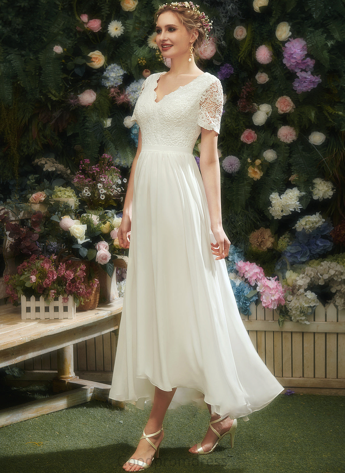 Lace Wedding Kayla With A-Line V-neck Wedding Dresses Asymmetrical Dress