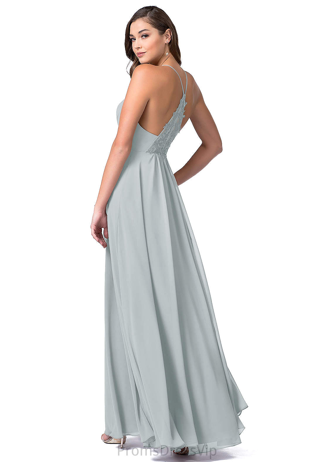 Amelia Sleeveless Spaghetti Staps A-Line/Princess Natural Waist Floor Length Bridesmaid Dresses