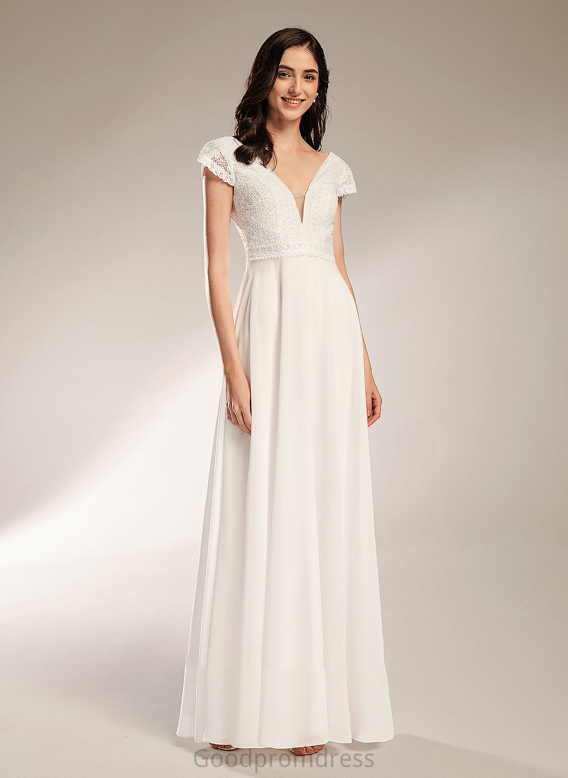 Jess Wedding Dresses A-Line Wedding V-neck Dress Floor-Length